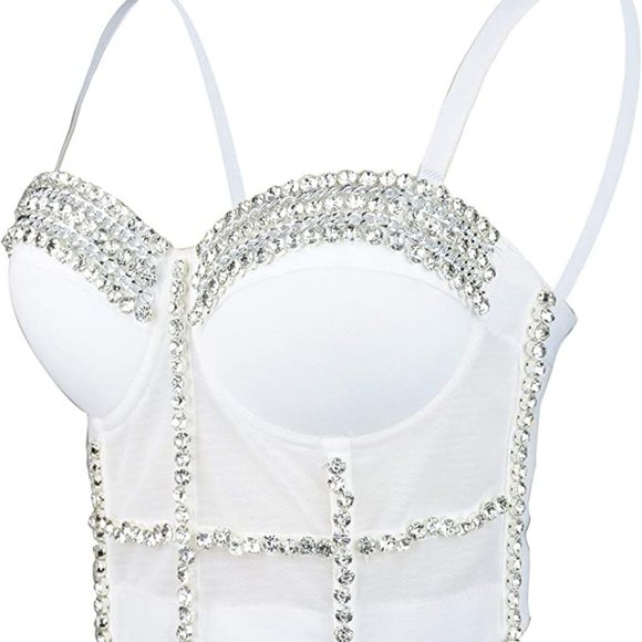 NEW Sparkling Bling Swarovski Crystal Rhinestone Bustier Bra Top + FREE … - Picture 5 of 14